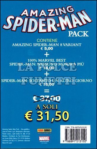 AMAZING SPIDER-MAN PACK - UOMO RAGNO 622 VARIANT + SPIDER-MAN: SOLTANTO UN ALTRO GIORNO + SPIDER-MAN: NESSUNO MORIRÀ PIÙ